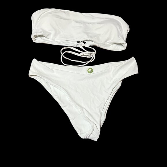 White Bikini XL Padded Top with Corset like Back - Picture 1 of 2